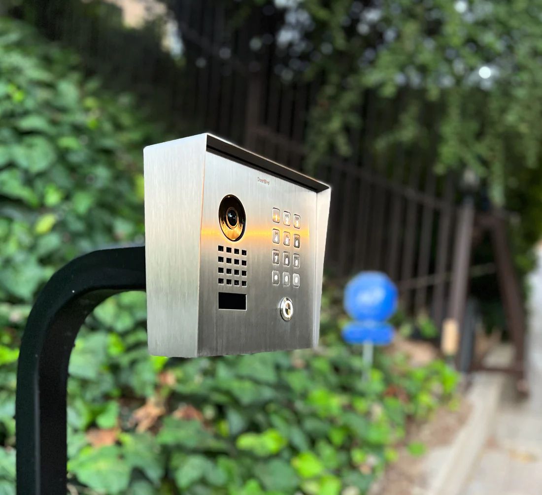 DoorBird video intercom and keypad access control for commercial gate